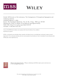Pdf Gender Differences In Job Autonomy The Consequences Of Occupational Segregation And Authority Position