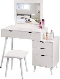 Storage drawers inside your bedroom dressing table will help you to organise your items efficiently and get it at any moment when required. Dressing Table With 2 Drawers Bedside Table Woltu Eu