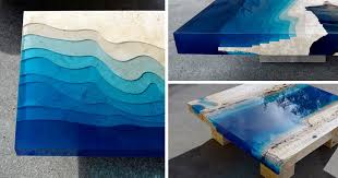 New Marble And Resin Lagoon Coffee Tables By Alexandre Chapelin Coffee Table Painted Table Marble Coffee Table