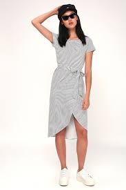 Black And White Striped Midi Dress Sun Swept Black And White Striped Belted Midi Dress Belted Midi Dress Dresses Striped Midi Dress