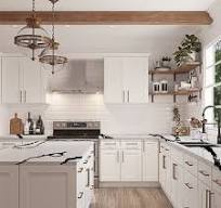 Goldtop OEM/ODM Countertops Cuarzo Modern Kitchen Cabinets Shaker White  Door Frame Construct Kitchen Cabinets
