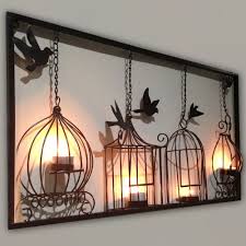 Metal Bird Cage Candle Holder Calm Feeling With Wall Art Decor Designalls In 2020 Wrought Iron Wall Decor Outdoor Wall Decor Outdoor Metal Wall Art