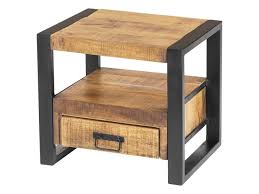 C'est autour de cette table qu'ont lieu les repas en famille, entre amis. Table De Chevet Harlem 1 Tiroir Bois De Manguier Metal