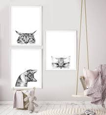 Set Of 3 Cat Funny Print Kitty Animal Printable Black And Etsy In 2021 Kids Room Wall Decor Girls Wall Decor Girls Wall Art