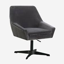 This stylish grey velvet office chair boasts a 360 degree swivel, seat height adjustment, and five wheels. Terence Desk Chair Andrew Martin