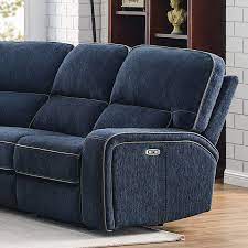 The karly blue power reclining sectional is comfortably made for a large living room. Dundee Modular Power Reclining Sectional W Power Headrests Navy Blue By Coaster Furniture Furniturepick