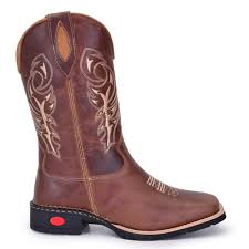 Bota Texana Masculina Couro Country Bordada Bico Quadrado | Masculino | Mila Marques | Marrom | 38