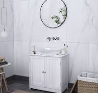 Ktaxon Bathroom Vanity Under Sink Pedestal with 2 Doors, Basin Cabinet with  Adjustable Shelf, White