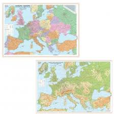 Tarile si capitalele europei au constituit dintotdeauna o provocare pentru pasionatii de geografie. Harta Fizica Si Politica A Europei 140x100 Cm Office Direct