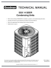 Goodman heat pump package unit wiring diagram. Goodman Ssx 14 Seer Technical Manual Pdf Download Manualslib