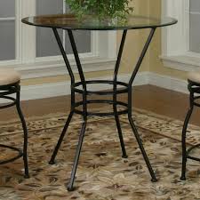 Round table and stools with elegant and modern design. Cramco Inc Cramco Trading Company Starling 72688 49 43 Round Glass Pub Table W Textured Black Pedestal Base Corner Furniture Pub Table