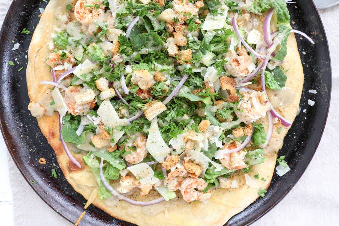 Image result for salad on a pizza"