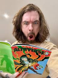 Just a quirky little guy 🥸 reading his own comic! I can't believe what  happens to THAT character...