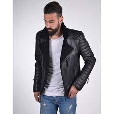 A guide to leather jacket care. Venus Mens Shearling Black Leather Biker Jacket