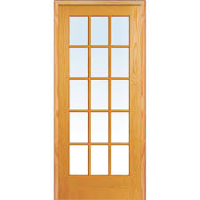 Mmi Door 36 In X 80 In Left Hand Unfinished Pine Glass 15 Lite Clear True Divided Single Prehung Interior Door Z019954l The Home Depot French Doors Interior Prehung Interior Doors Glass French Doors