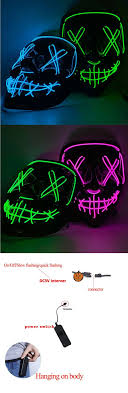 Led Halloween Neon Purge Mask Glowindark Masquerade Party Horror Mask 