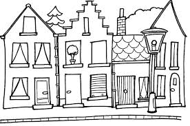 Coloring page of a sunny afternoon in a downtown with timbered houses, and an unicorn statue original drawing of red square in moscow, russia, with a sky full of clouds, snow and cute stars unique coloring page representing red square in moscow Car Track Coloring Pages House