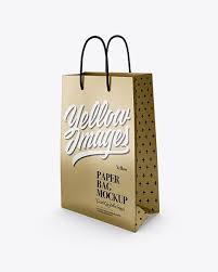 Metallic Paper Bag Mockup Half Side View In Bag Sack Mockups On Yellow Images Object Mockups Bag Mockup Mockup Free Psd Free Mockup