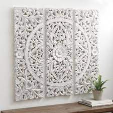 Ceramic Flowers Wall D Cor Set Carved Wood Wall Art Carved Wall Decor Wood Wall Art