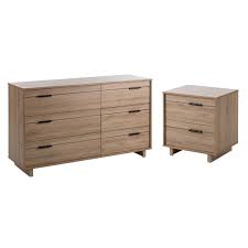 Fynn 2 Piece 6 Drawer Dresser And 2 Drawer Nightstand Set In Rustic Oak Walmart Com Walmart Com