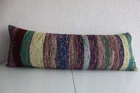 18ʺw × 6ʺd × 12ʺh dallas, tx textiles > pillows neutral organic turkish hemp & cotton kilim body feather/down pillow 47 x 14. Extra Long Vintage Rag Rug Lumbar Pillow 16 X 48 Modern Vintage Style Lighting And Home Decor
