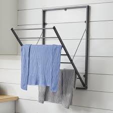 Wall mounted retractable clothesline rope hanger drying washing clothes rack. Better Homes Gardens Charleston Collection Steel Wall Mounted Foldable Drying Rack Grey Walmart Com Walmart Com