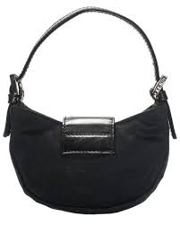 Fendi Synthetic Black Nylon Mini Crescent Hobo Bag Lyst