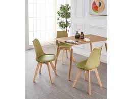 Salle à manger complète lier scandinave nordique. Ensemble Salle A Manger Moderne Lorenzo Table Effet Chene 4 Chaises Vertes Design Scandinave Vente De Life Interiors Conforama