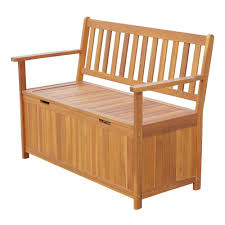 Outsunny 47 In Wooden Outdoor Storage Bench With Removable Waterproof Lining 84b 211 The Home Depot