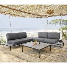 Light Grey 6 Seater Aluminium Patio Set San Paolo San Paolo Maisons Du Monde Us Gri