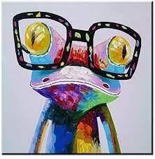 الصفيح كبير مهرجان animal oil painting cartoon cute multicolor pig wearing  glasses 100 hand painted abstract painting - westerlystyle.com