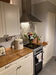 And the team decided to paint the cupboard with wilkos furniture paint in. Dad Transforms His Drab Kitchen Into A Chic Space Using Bargains From Wilko Interior Design Kitchen Wooden Worktop Kitchen Kitchen Interior