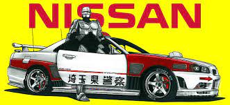 Concept art movie prequel RoboCop mission in Tokio. Cyberpunk Nissan  Skyline R34 GTR Drawing by Vladyslav Shapovalenko - Pixels