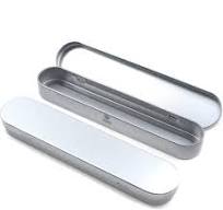 T Tulead Metal Stationery Box Office Pencil Case Empty Hinged Tin Boxes  Silver Pen Holders 178x36x18mm Stationery Box Containers Pack of 2