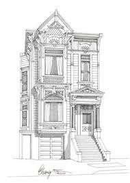 Architecture Black And White Building Drawing Victorian Houses San Francisco Black White Drawing Google Search House Drawing House Sketch Black And White Sketches