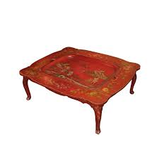 Furniture in carved, lacquered and painted chinoiserie wood with animal decorations of excellent quality. 19th Century Red Chinoiserie Coffee Table Foxglove Antiques Galleries