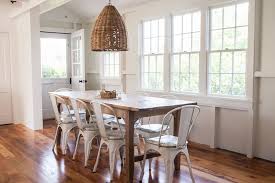 Metal Chairs Spiffed Up With Slip Cover Do Not Match The Table I Like That Idea Light Cottage Dining Rooms Dining Room Contemporary Modern Farmhouse Dining