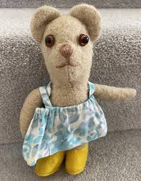 VINTAGE 15" WOOL plush teddy bear removable coat possible Wendy Boston?  £11.06