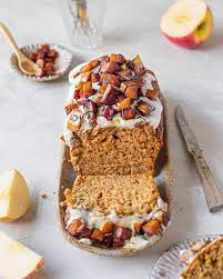 Eggless apple bread recipe made with wheat flour and jaggery, healthy and tasty. Easy Vegan Apple Bread Loaf Rainbow Nourishments