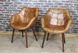 Vintage Style Chair Tan Leather Bucket Armchair Vintage Style Chairs Leather Tub Chairs Leather Kitchen Chairs