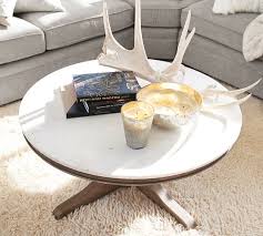 Pottery barn takhat wood coffee table at pottery barn. Alexandra 39 Round Marble Coffee Table Pottery Barn