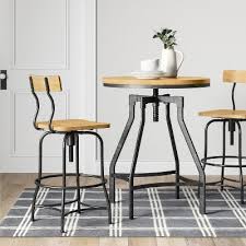 Featuring with rustic espresso coating, this kitchen table will bring a bold but soft presence to any dining room. Rustic Bar Height Table Target