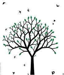 Sticker Mural Arbre Graphique Arbre Au Printemps Design Droit Epure Avec Feuilles De Couleurs Oise Stickers Muraux Arbre Stickers Muraux Feuille De Couleur