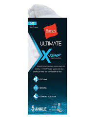 Hanes U15 Mens Ultimate X Temp Ankle Socks White