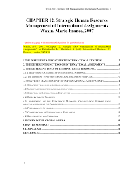 Pdf Strategic Human Resource Management Of International Assignments