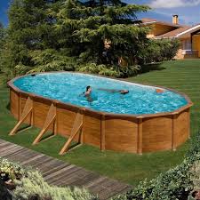 Gre Piscine Pacific Ovale 730 X 575 Cm H 120 Imitation Bois Marron Cool Swimming Pools Small Pool Design Pool