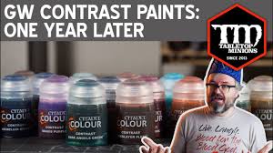Citadel contrast comprises 34 colours, plus contrast medium, a colourless medium that is used to thin down contrast paints, two specifically formulated primers (wraithbone and greyseer) with two matching base paints. Games Workshop Contrast Paints My Thoughts One Year Later Youtube