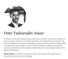 Founder & ceo fashion valet. Fadza Anuar Dan Vivy Yusof Sebenarnya Bergelar Dato Dan Datin Murai My