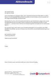 Our dedication to you, our customers, has allowed us to expand to meet your needs. Ablosevollmacht 20110127 Indd Credit Europe Bank