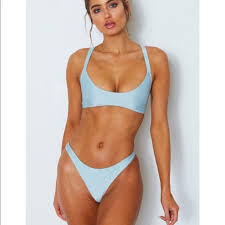 We're mixing fun with coverage in the moderate bottoms! White Fox Swim White Fox Baby Blue Thong Bikini Top Set Poshmark
